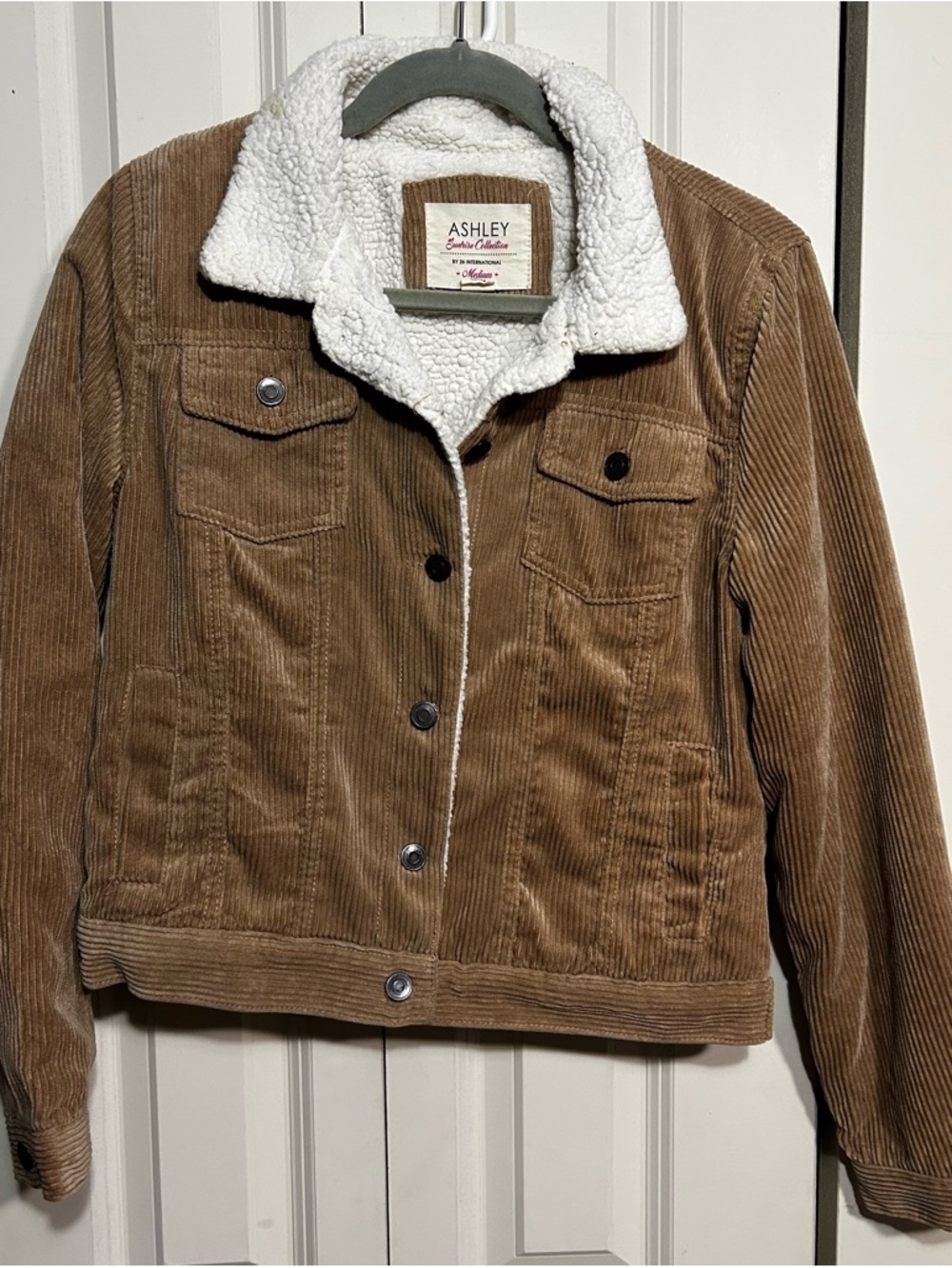 Ashley By 26 International Brown Corduroy Jacket with White Sherpa Collar